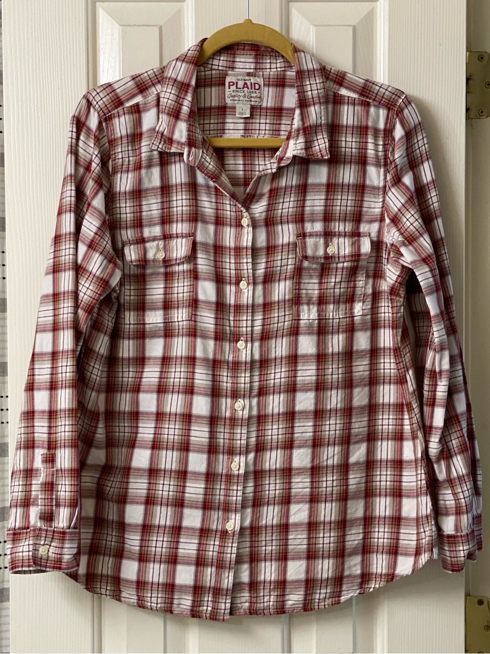 Old Navy Plaid Flannel Everyday Long Sleeve Button Down Top Size Large